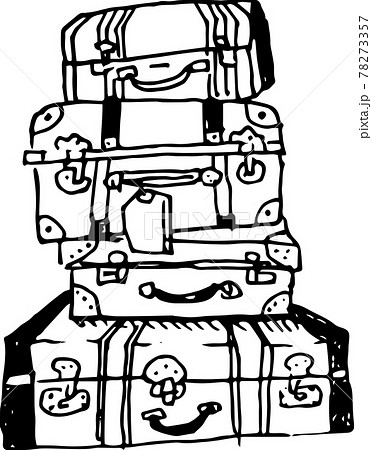 おしゃれな旅行鞄 キャリーケースが積み重なったベクターイラストのイラスト素材
