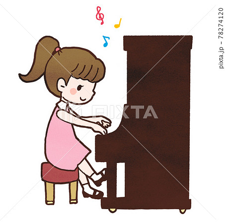アップライトピアノを弾く女の子のイラスト1 アップライトピアノを弾く女の子のイラスト1 78274120