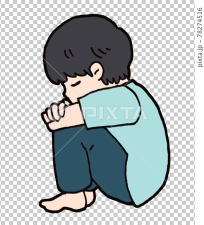 落ち込んでうずくまる男の子のイラスト1 78274516