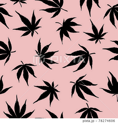 Black cannabis leaves seamless pattern  78274606