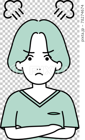 怒る女性セラピスト リハビリスタッフのイラスト素材