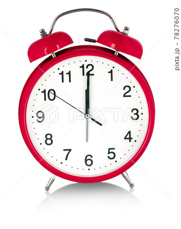 red alarm clock on a white background. a wake white dial red alarm clock on a white background. a wake white dial 78276070