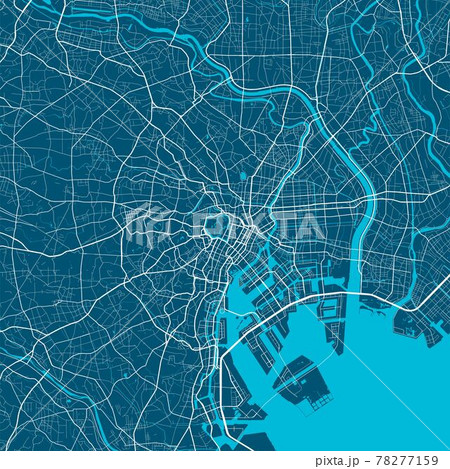 Detailed map of Tokyo city, linear print map. Cityscape panorama. 78277159