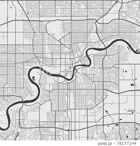 Urban city map of Edmonton. Vector poster. Grayscale street map. 78277244