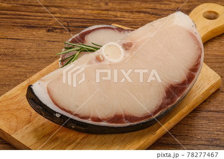 Raw shark steak served rosemary Raw shark steak served rosemary 78277467