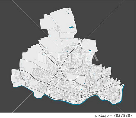 Detailed map of Newcastle upon Tyne city, Cityscape. Royalty free vector illustration. 78278887