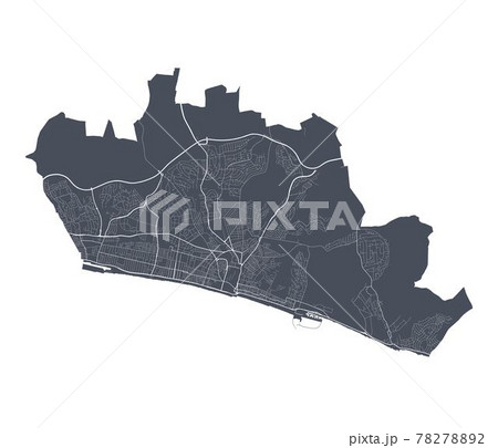 Brighton & Hove map. Detailed map of Brighton & Hove city poster with streets. Cityscape vector. 78278892