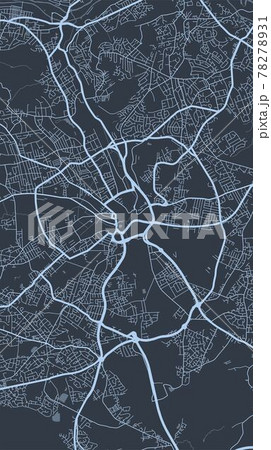 Detailed map of Bradford city, linear print map. Cityscape panorama. 78278931