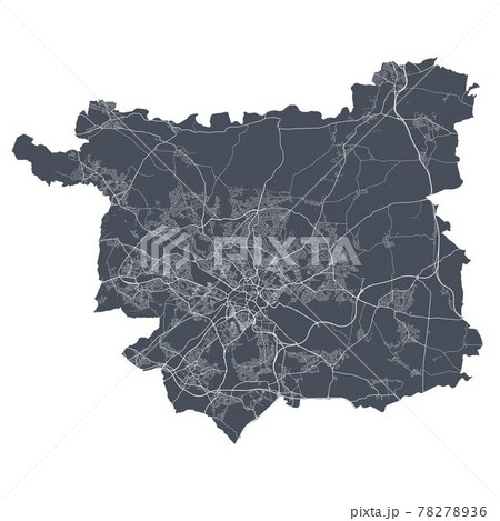 Leeds map. Detailed map of Leeds city poster with streets. Cityscape vector. 78278936