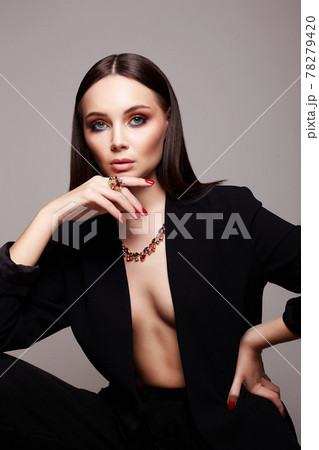 fashion portrait of Beautiful sexy woman in jewelry fashion portrait of Beautiful sexy woman in jewelry 78279420