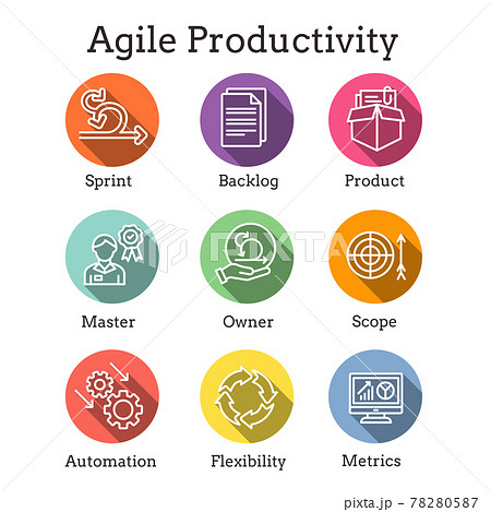 Agile Scrum Process, development w icon set 78280587