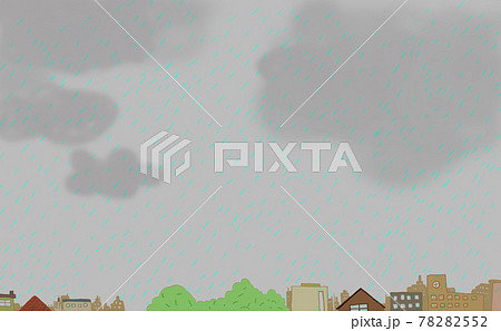 雨の住宅街の景色。 78282552