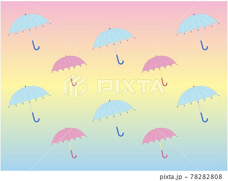 ピンクと水色の傘のかわいい壁紙のイラスト素材 7808