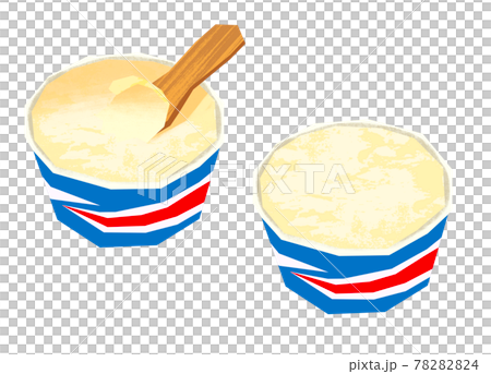 切り絵風カップバニラアイスのイラスト素材 74