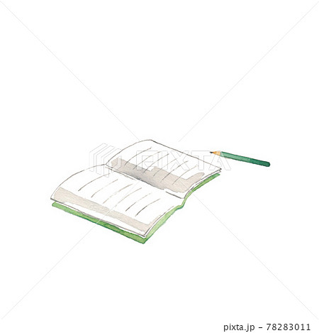 水彩絵具で描いた鉛筆とノート 78283011