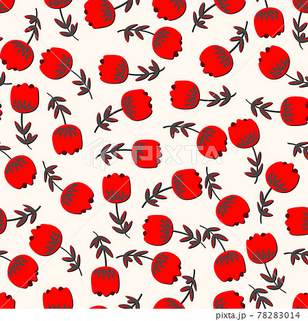 Seamless floral pattern based on traditional folk art ornaments. Colorful flowers on light background. Scandinavian style. Sweden nordic style. Vector illustration. Simple minimalistic pattern Seamless floral pattern based on traditional folk art ornaments. Colorful flowers on light background. Scandinavian style. Sweden nordic style. Vector illustration. Simple minimalistic pattern 78283014