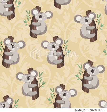 Seamless Pattern With Cute Koala Baby And のイラスト素材 7139