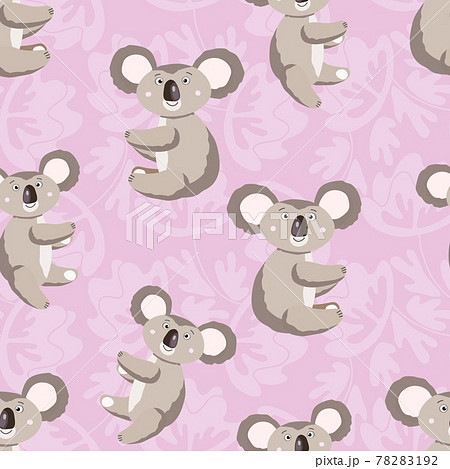 Seamless Pattern With Cute Koala Baby And のイラスト素材 7192