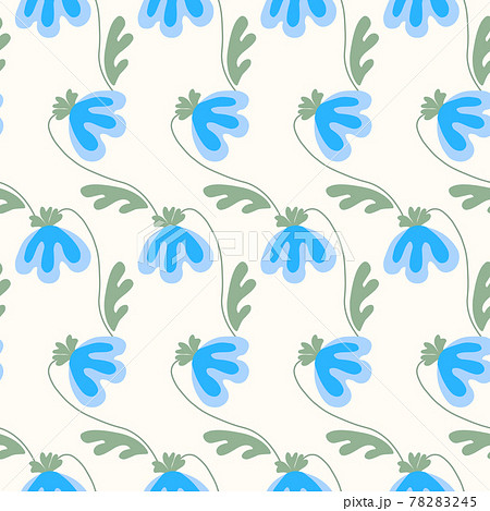 Seamless floral pattern based on traditional folk art ornaments. Colorful flowers on light background. Scandinavian style. Sweden nordic style. Vector illustration. Simple minimalistic pattern 78283245