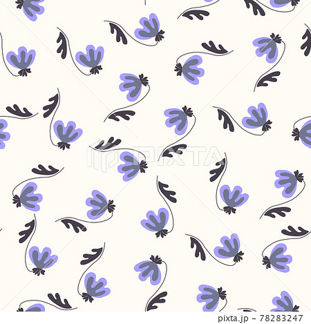 Seamless floral pattern based on traditional folk art ornaments. Colorful flowers on light background. Scandinavian style. Sweden nordic style. Vector illustration. Simple minimalistic pattern 78283247