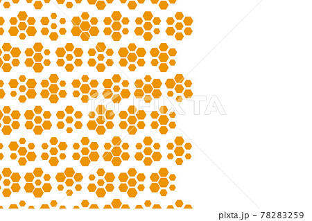 Background with golden honeycomb shapes. Vector illustration. Pattern with glitter effect. Template texture for invitation, poster, card, banner, announcements and others. Copy space 78283259