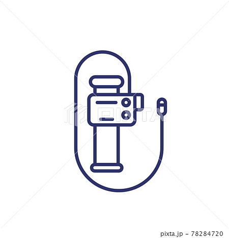endoscope, endoscopy or colonoscopy tool line icon 78284720