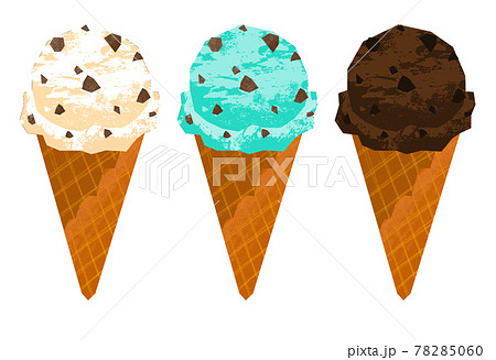 切り絵風アイスクリームのイラスト素材