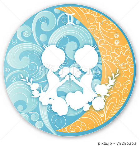 Gemini horoscope sign in twelve zodiacs with astrology. Vector illustration 78285253