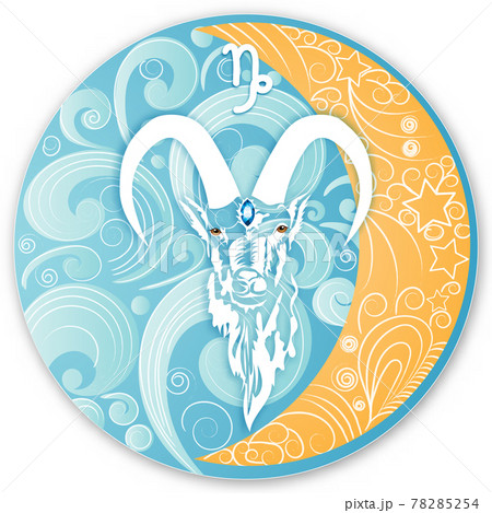 Capricorn horoscope sign in twelve zodiacs with astrology. Vector illustration 78285254