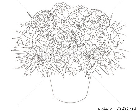 花のぬり絵 カーネーションのアレンジメントのイラスト素材 花のぬり絵 カーネーションのアレンジメントのイラスト素材