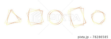 Gold frames collection. Wedding invitation elements. Shiny geometric borders on white background. Modern golden stripes. Luxury design templates. Vector illustration 78286585