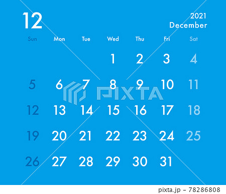 2021年 カレンダー 12月 ブルー×ホワイト 78286808