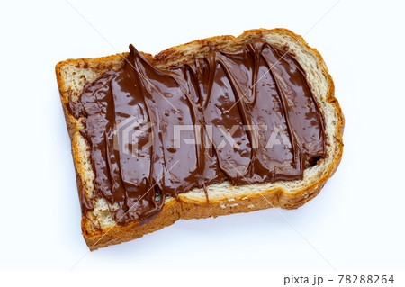 Bread with sweet chocolate hazelnut on white Bread with sweet chocolate hazelnut on white 78288264