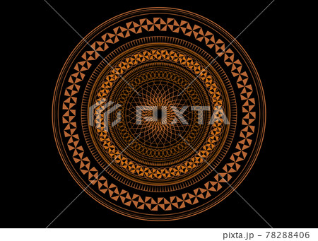 Mandala Sacred Geometry symbol elements, ocher line art. Oriental pattern, vector illustration. Islam, Arabic, Indian, turkish, pakistan, chinese, ottoman motifs. Isolated on black background 78288406