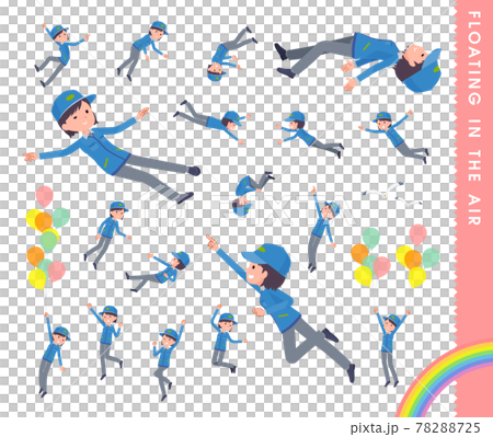 空中に浮かぶ配送員女性のセット 空中に浮かぶ配送員女性のセット 78288725