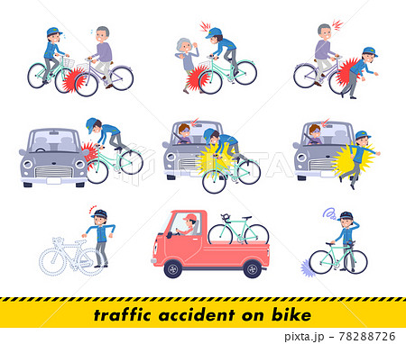 自転車事故に遭う配送員女性のセット 78288726