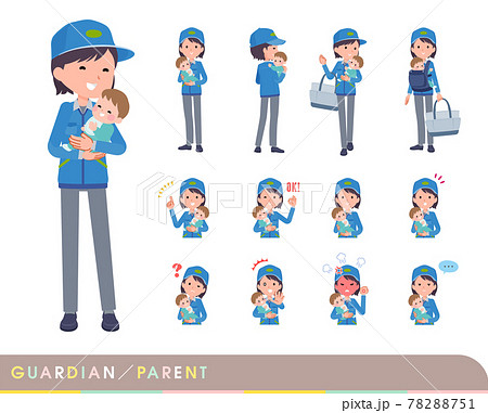 赤ちゃんの保護・世話をする配送員女性のセット 赤ちゃんの保護・世話をする配送員女性のセット 78288751