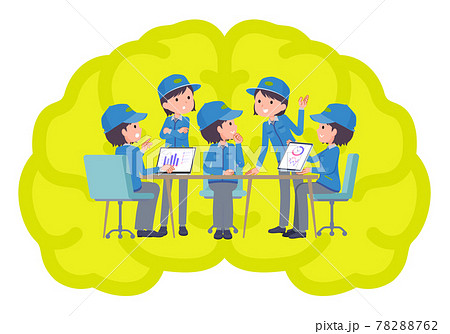 脳内会議をする配送員女性のセット 78288762