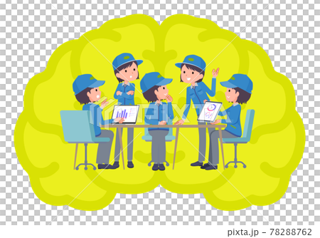 脳内会議をする配送員女性のセット 78288762