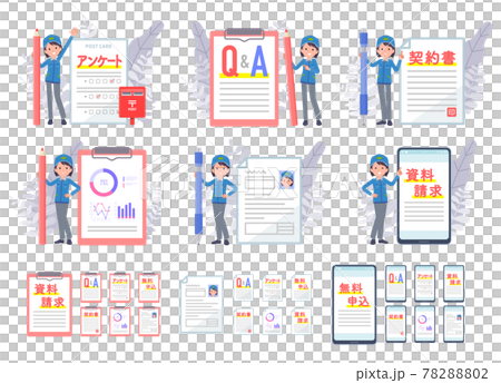 Set of various documents and delivery staff women 78288802