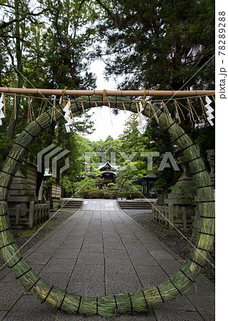 岡崎神社、参道に夏越の祓の茅の輪 78289288