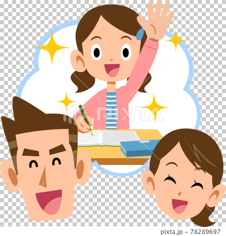 笑顔の両親と成績優秀な女の子 笑顔の両親と成績優秀な女の子 78289697