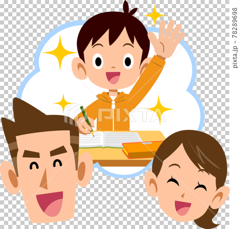 笑顔の両親と成績優秀な男の子 78289698