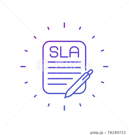 sla, service level agreement line icon on white sla, service level agreement line icon on white 78289723