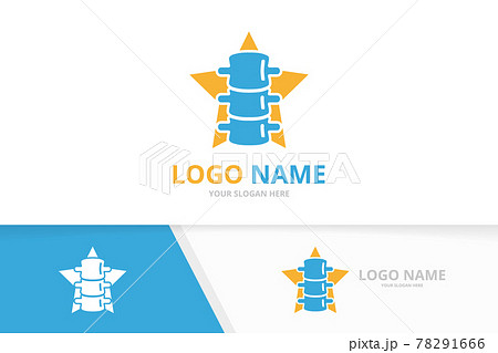 Vector spine and star logo combination. Vertebral column and leader logotype design template. Vector spine and star logo combination. Vertebral column and leader logotype design template. 78291666
