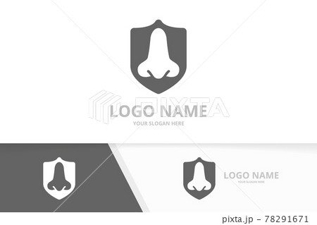 Vector nose and shield logo combination. ENT clinic, otolaryngology logotype design template. 78291671