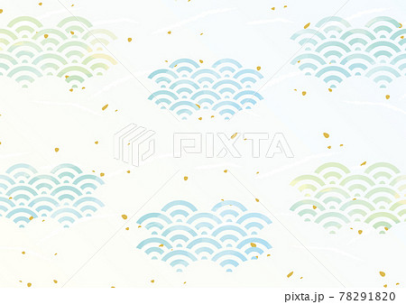 青海波　和紙風　水彩風タッチ背景 78291820