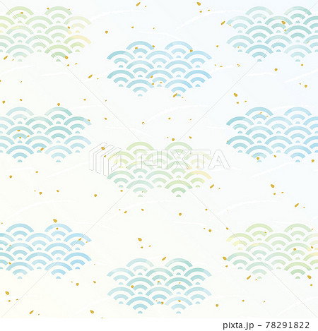 青海波　和紙風　水彩風タッチ背景 78291822