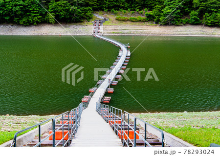 東京都奥多摩町 奥多摩湖のドラム缶橋(留浦の浮橋) 東京都奥多摩町 奥多摩湖のドラム缶橋(留浦の浮橋) 78293024
