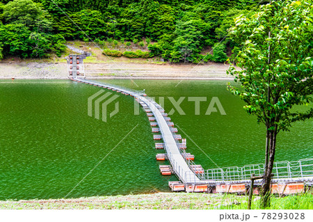 東京都奥多摩町 奥多摩湖のドラム缶橋（留浦の浮橋） 78293028
